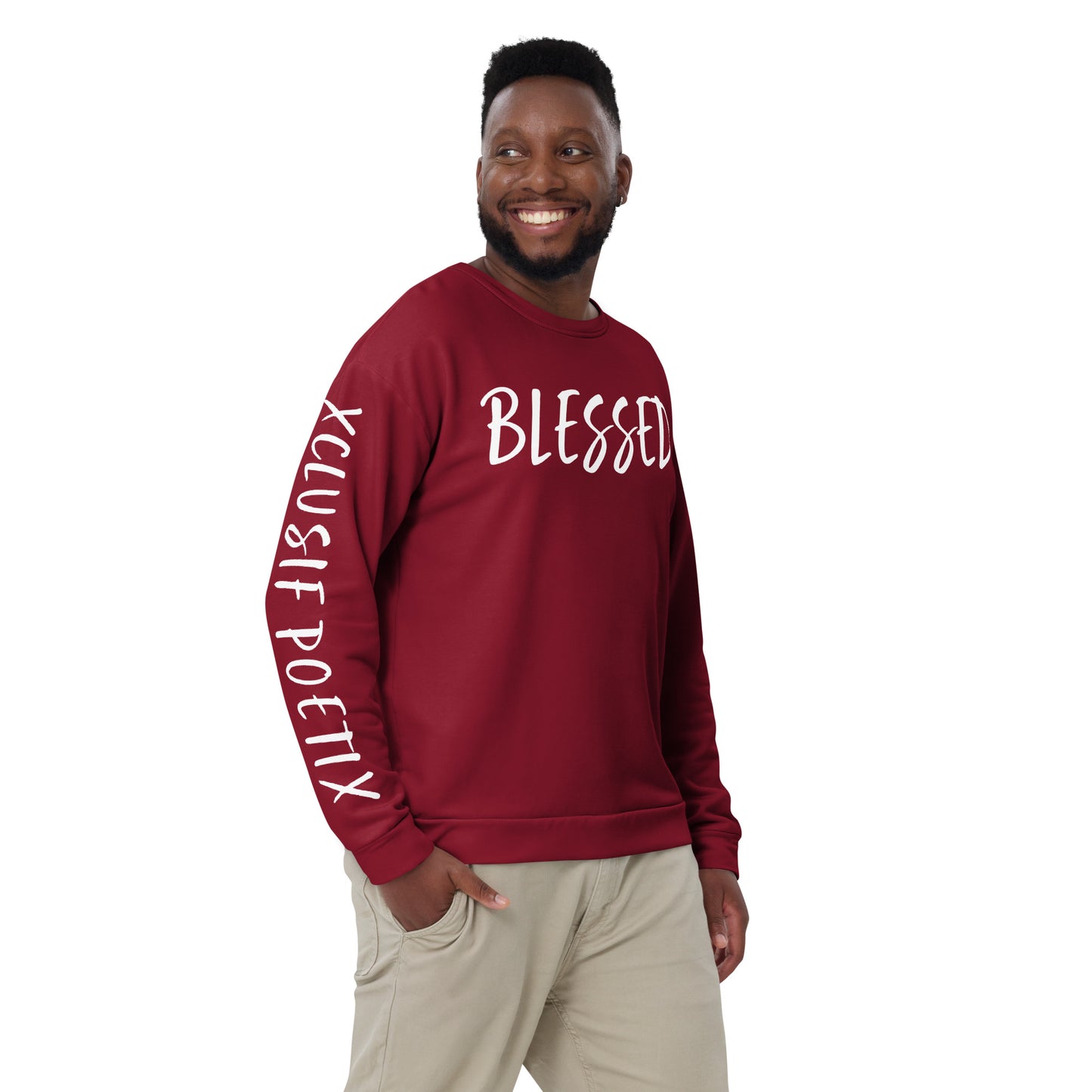 BLESSED BY XCLUSIF POETIX BURGUNDY & WHITE Unisex Sweatshirt