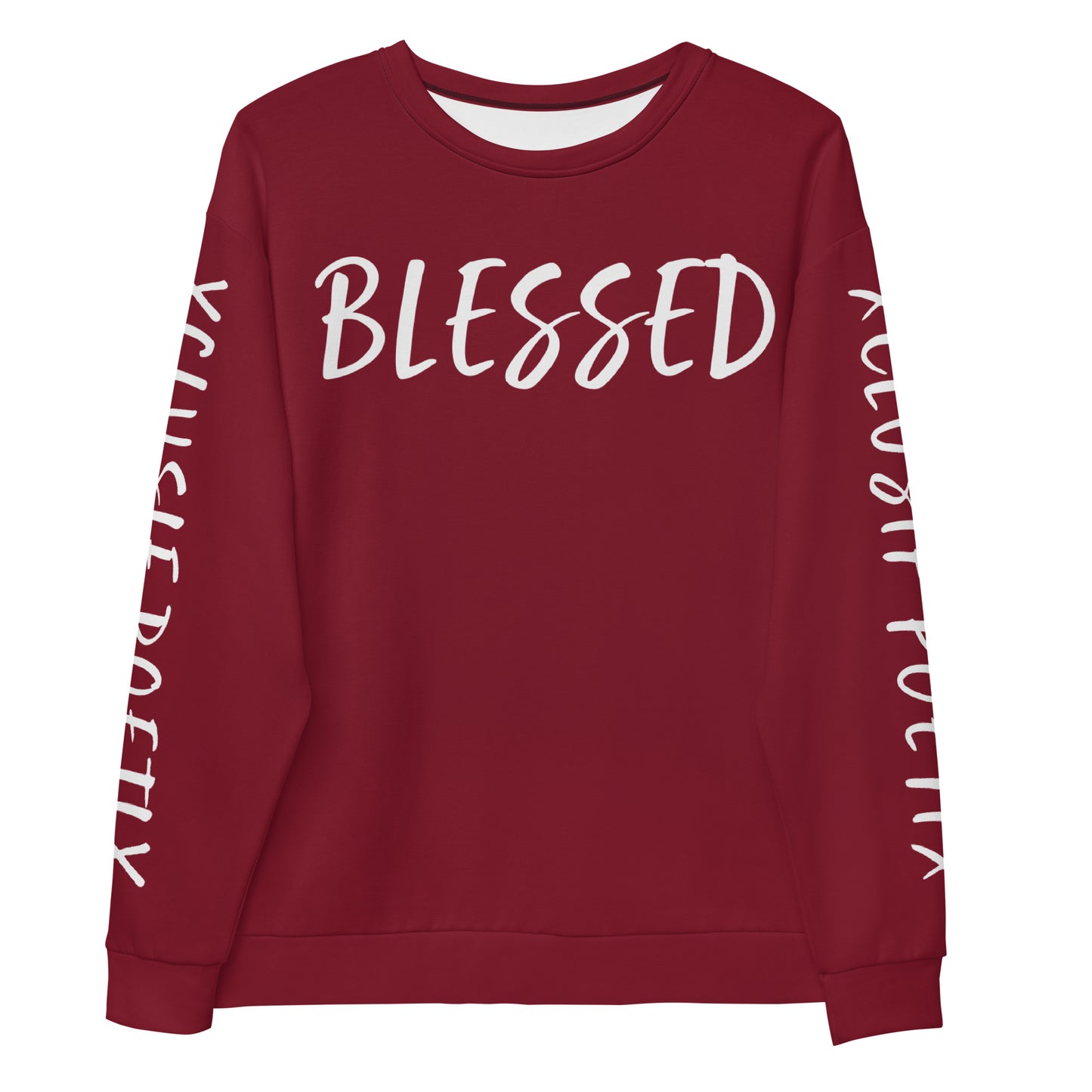 BLESSED BY XCLUSIF POETIX BURGUNDY & WHITE Unisex Sweatshirt