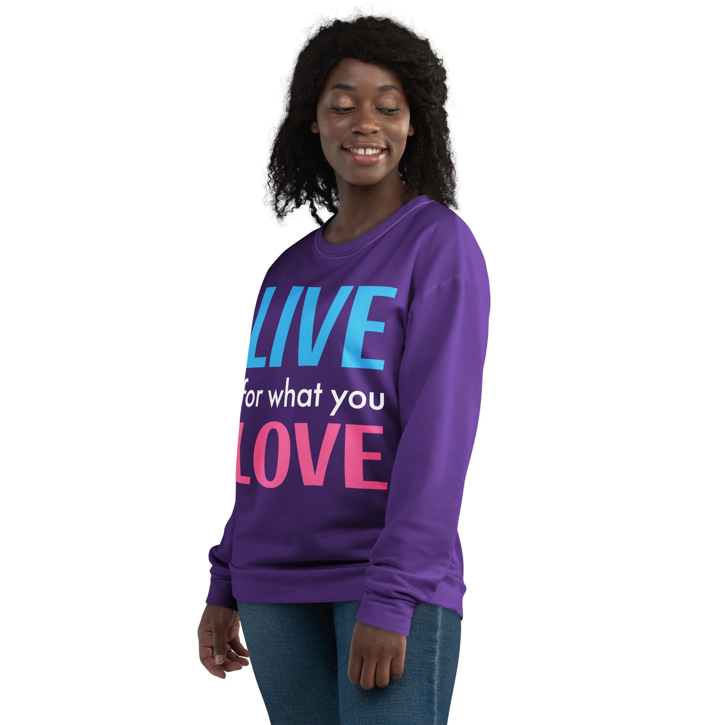 "LIVE FOR WHAT YOU LOVE" BY XCLUSIF POETIX PURPLE Unisex Sweatshirt