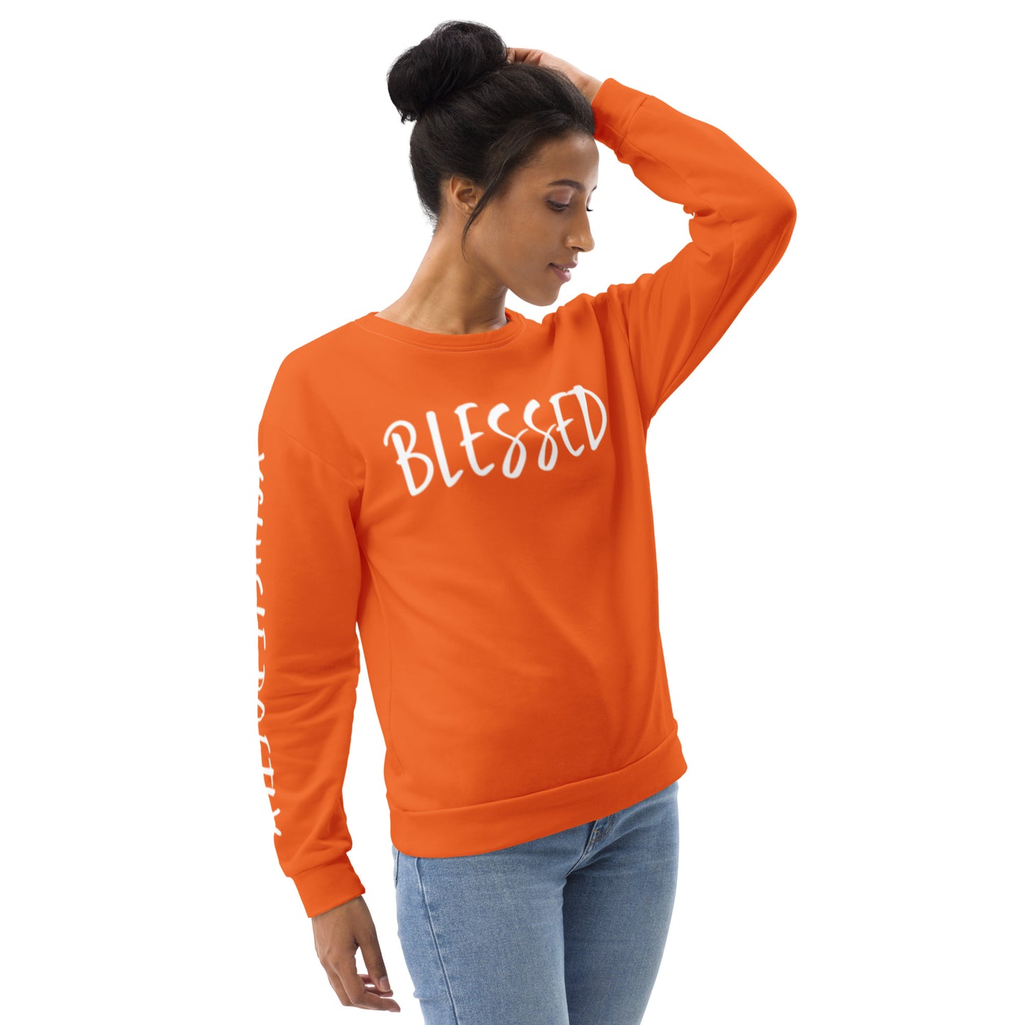 BLESSED BY XCLUSIF POETIX ORANGE & WHITE Unisex Sweatshirt