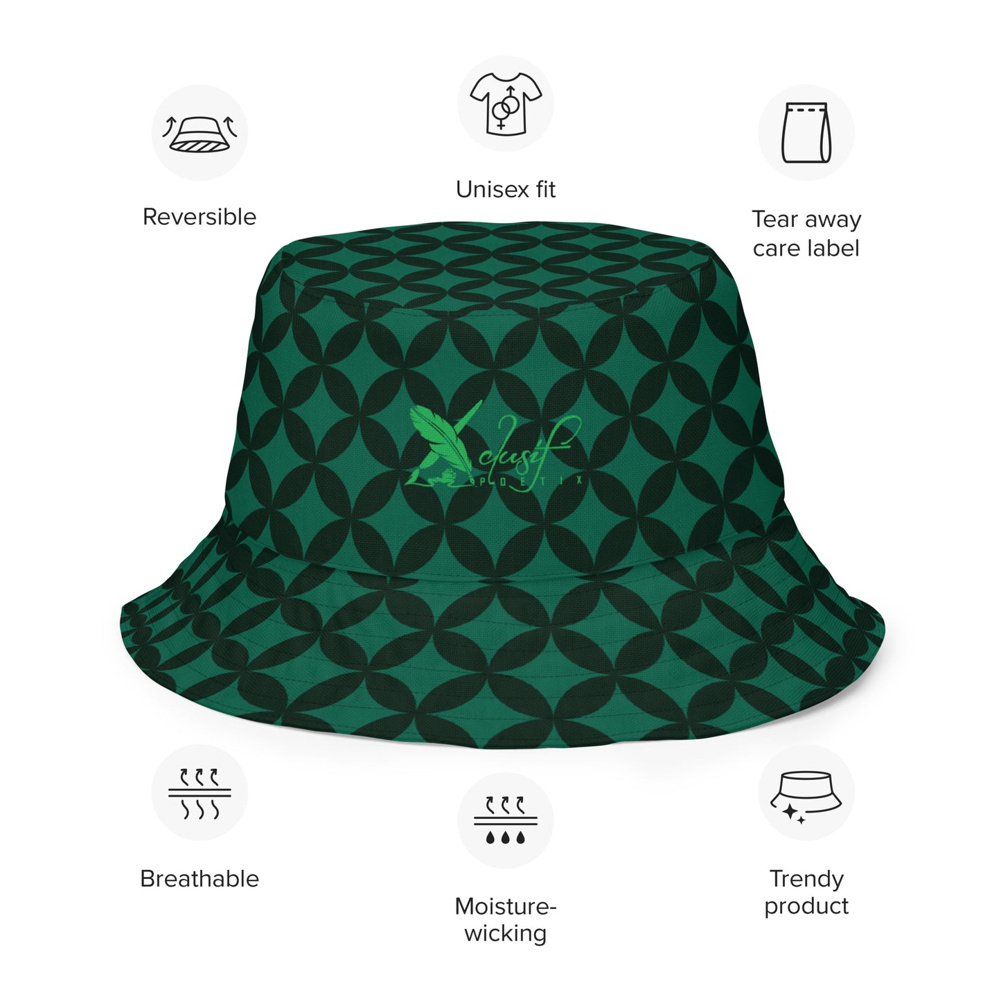 XCLUSIF POETIX LUXURY GREEN Reversible bucket hat