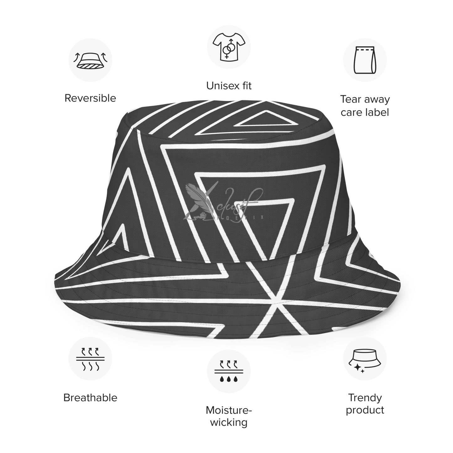 XCLUSIF POETIX BLACK TRIANGLE Reversible bucket hat