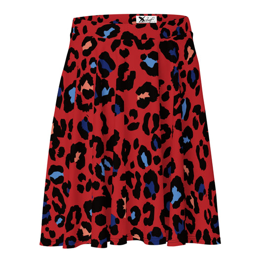 XCLUSIF POETIX RED LEOPARD Women's Skater Skirt