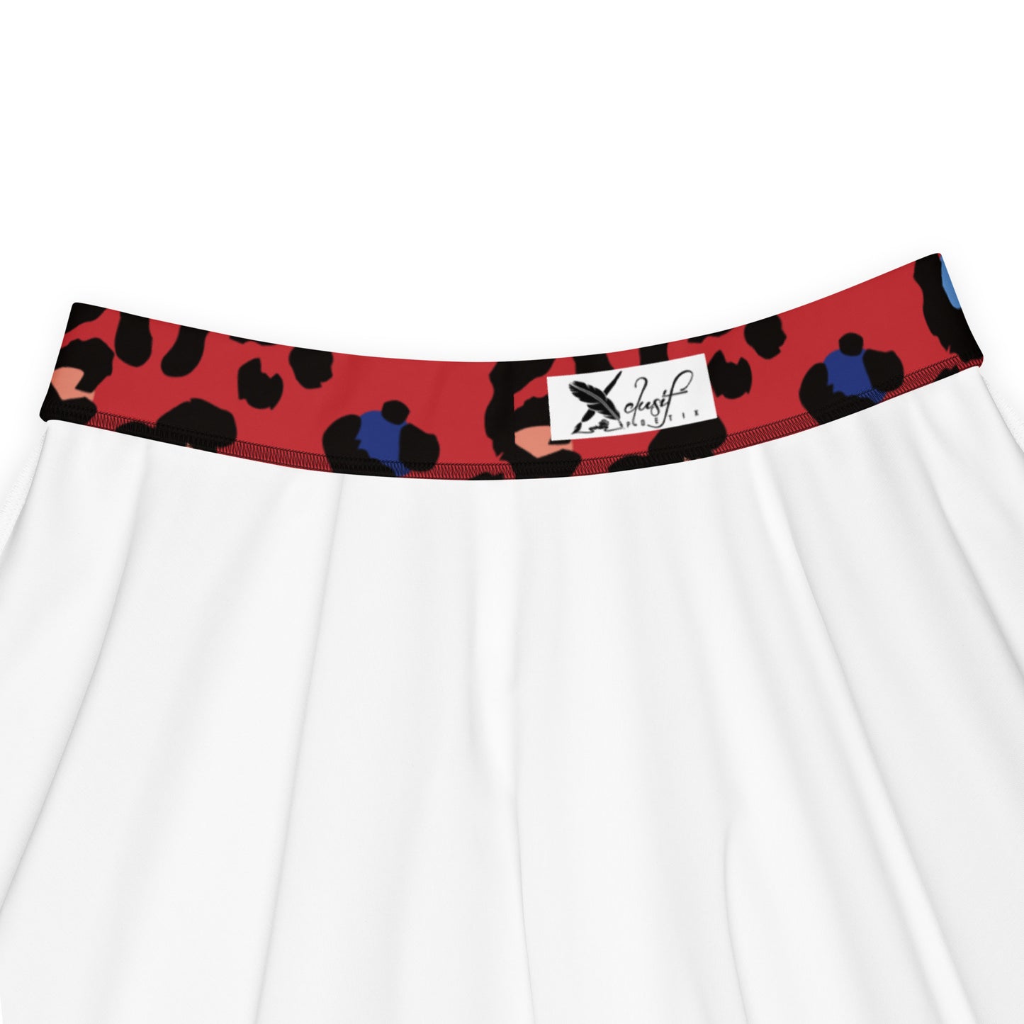 XCLUSIF POETIX RED LEOPARD Women's Skater Skirt