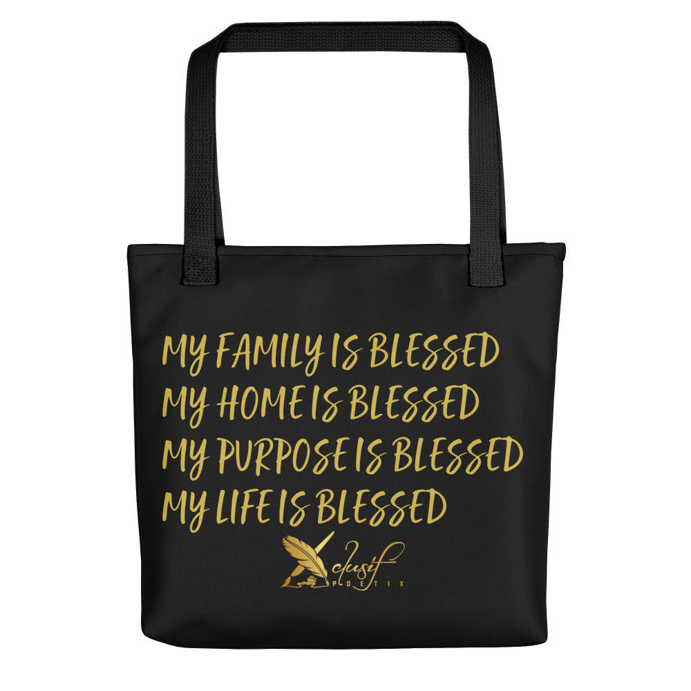 BLESSED BY XCLUSIF POETIX BLACK & GOLD Tote bag