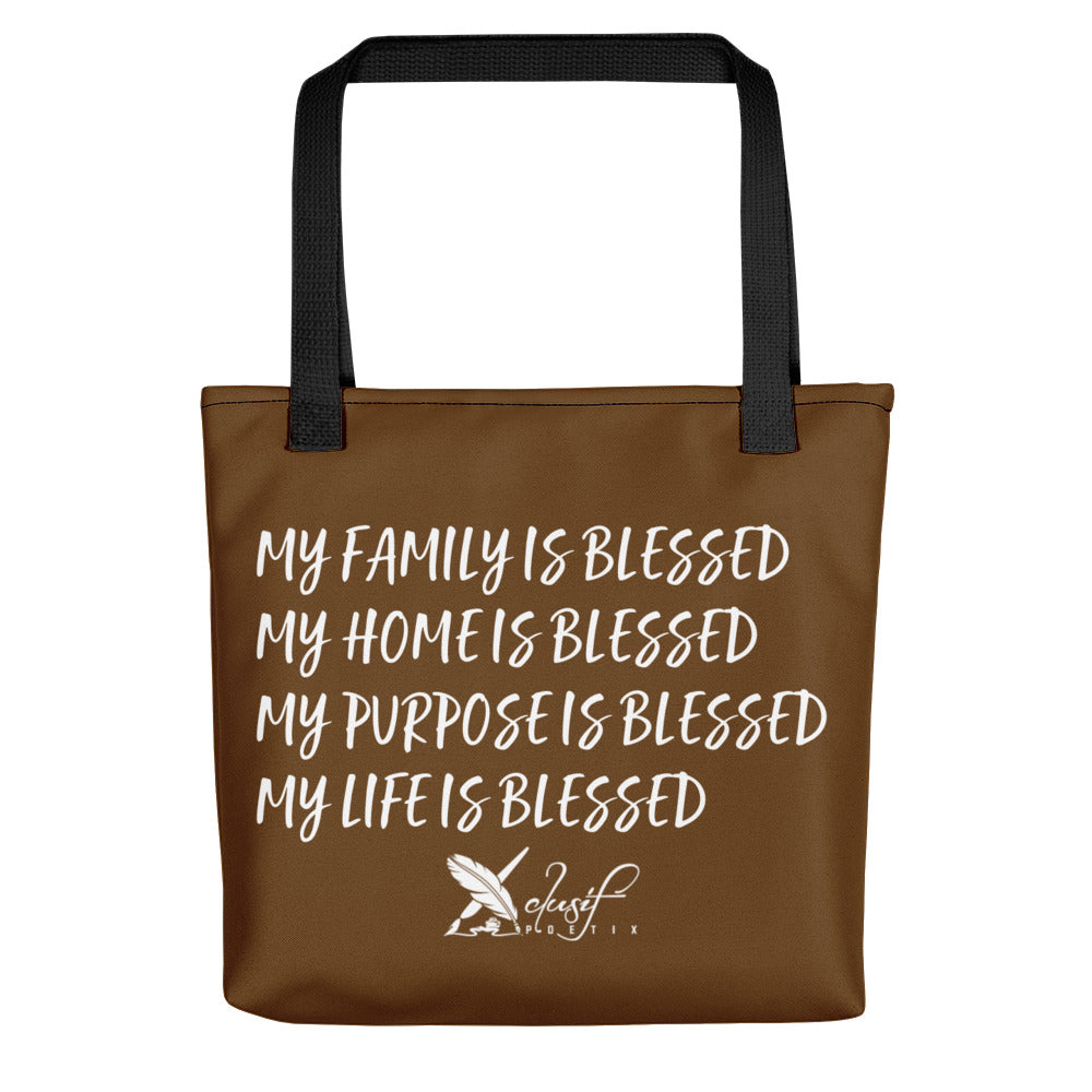 BLESSED BY XCLUSIF POETIX BROWN & WHITE Tote bag