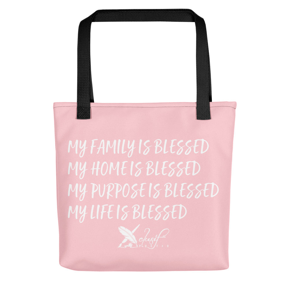 BLESSED BY XCLUSIF POETIX PINK & WHITE Tote bag