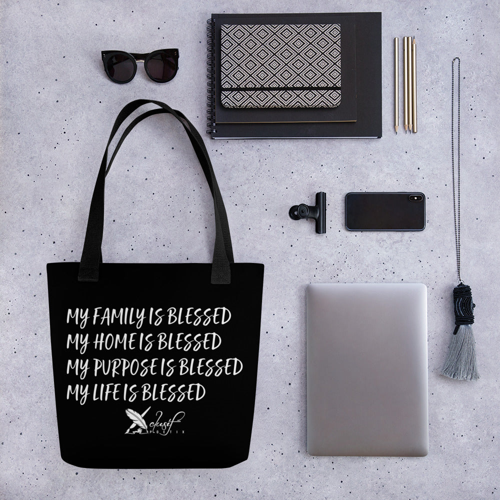 BLESSED BY XCLUSIF POETIX BLACK & WHITE Tote bag