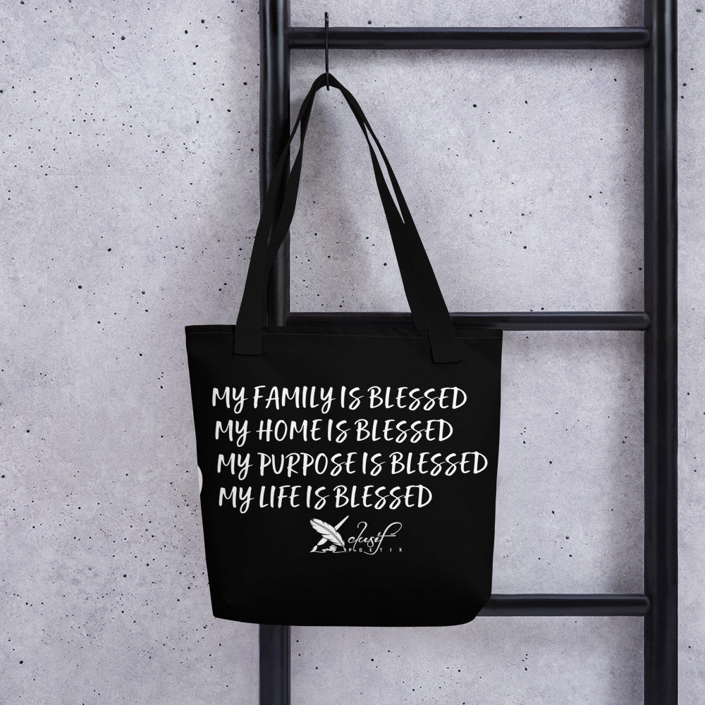 BLESSED BY XCLUSIF POETIX BLACK & WHITE Tote bag