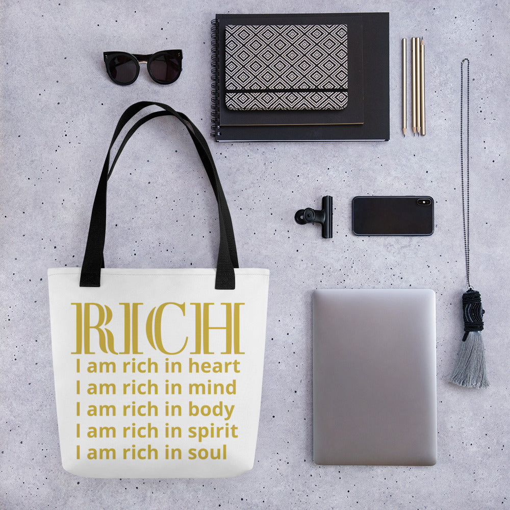 RICH BY XCLUSIF POETIX WHITE & GOLD Tote bag