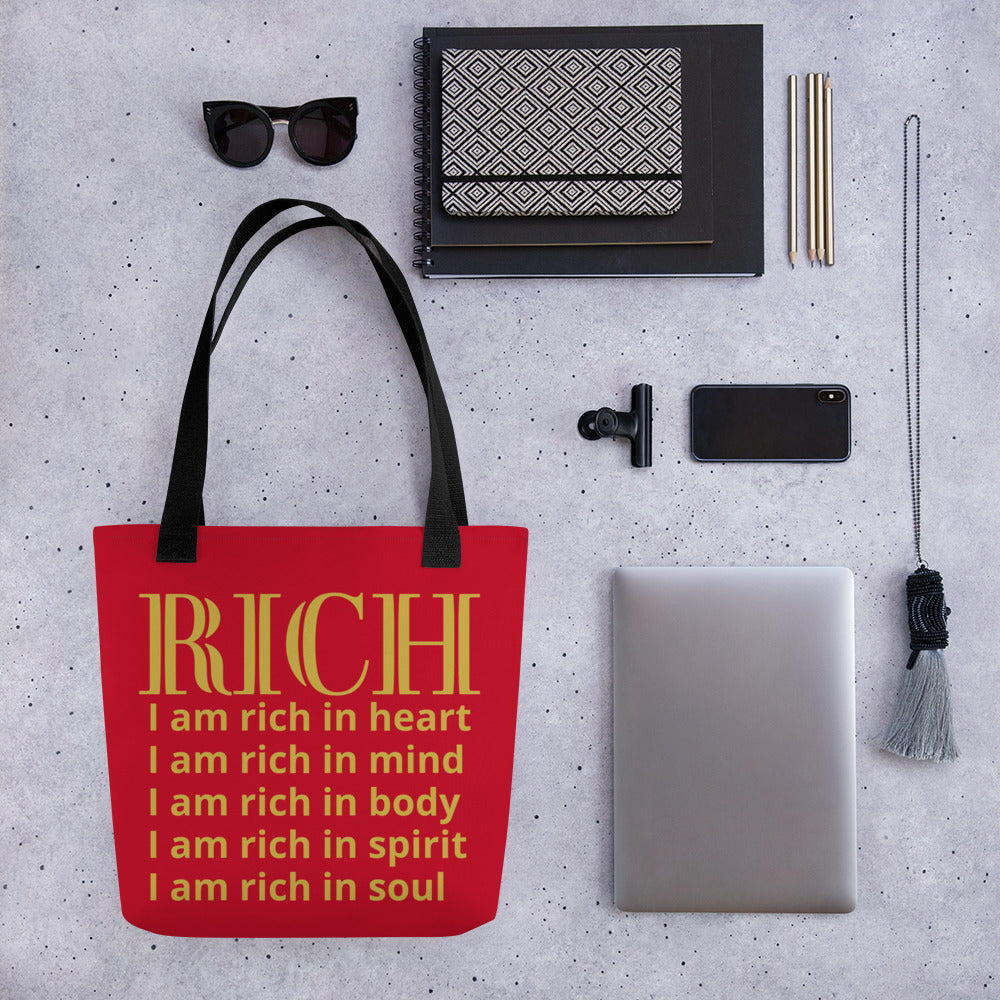 RICH BY XCLUSIF POETIX RED & GOLD Tote bag