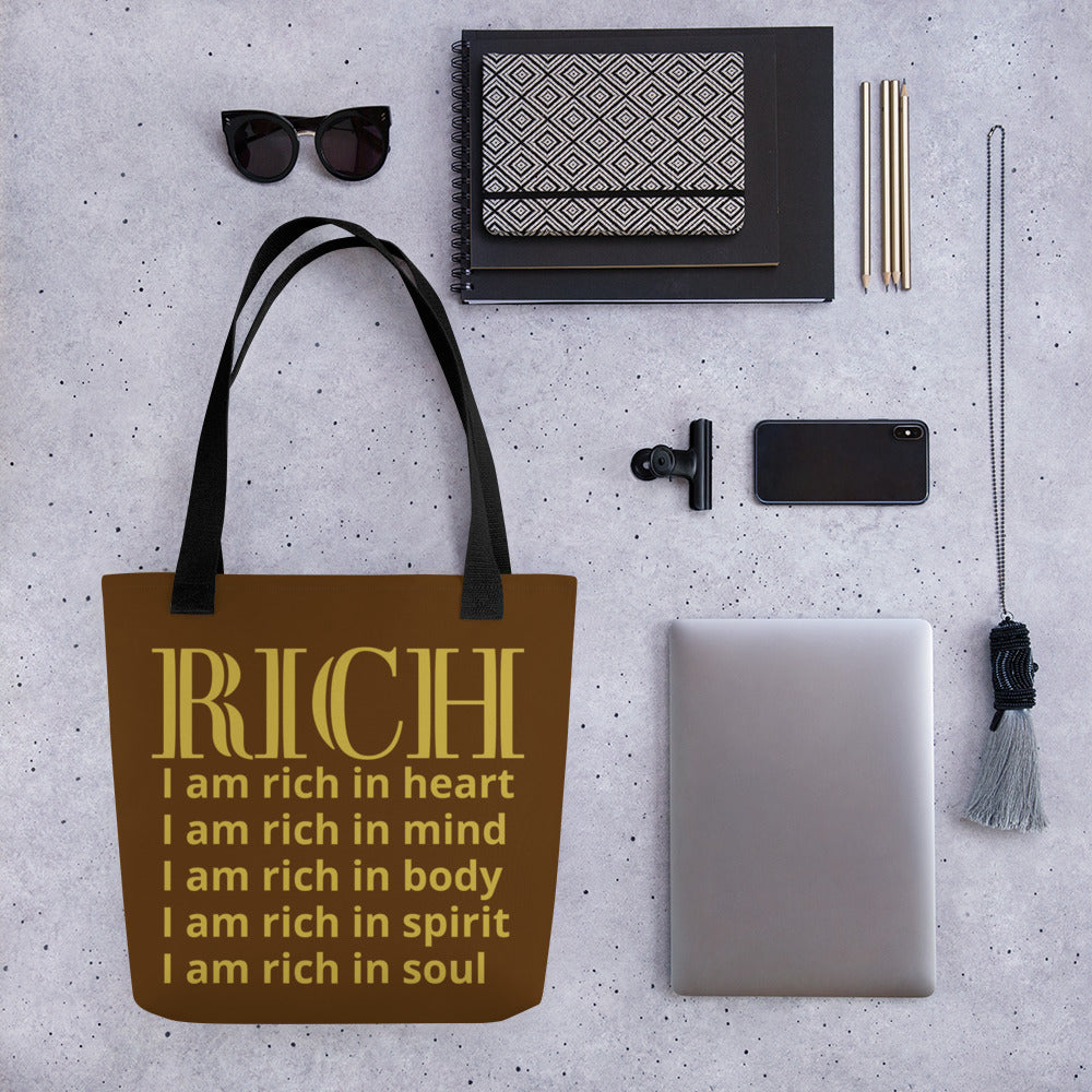 RICH BY XCLUSIF POETIX BROWN & GOLD Tote bag