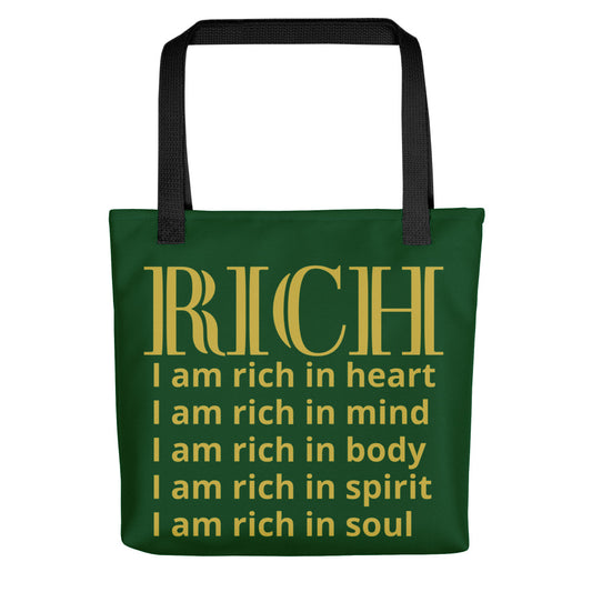 RICH BY XCLUSIF POETIX FOREST GREEN & GOLD Tote bag