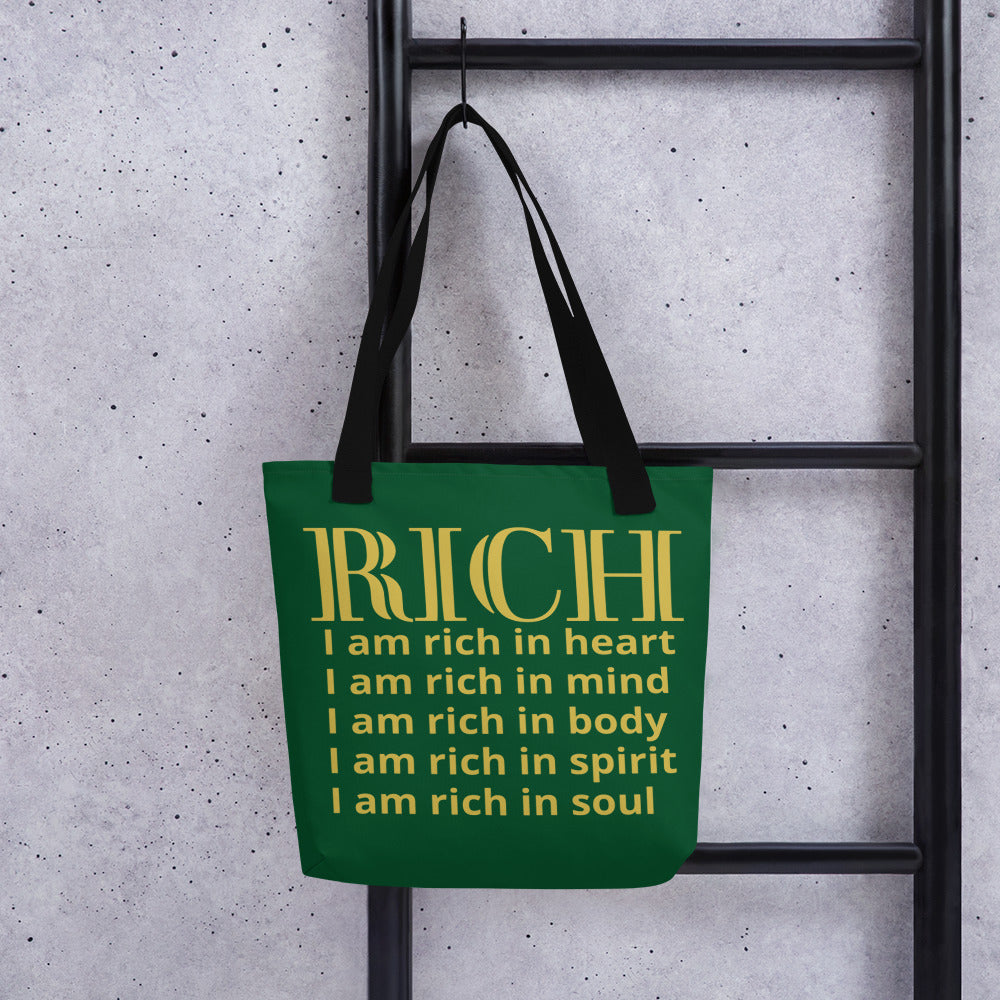 RICH BY XCLUSIF POETIX FOREST GREEN & GOLD Tote bag