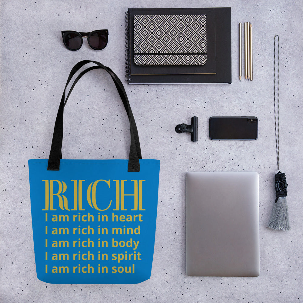 RICH BY XCLUSIF POETIX BLUE & GOLD Tote bag