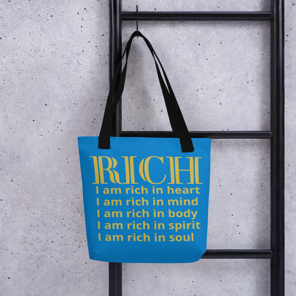 RICH BY XCLUSIF POETIX BLUE & GOLD Tote bag