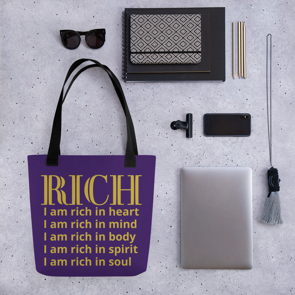 RICH BY XCLUSIF POETIX PURPLE & GOLD Tote bag