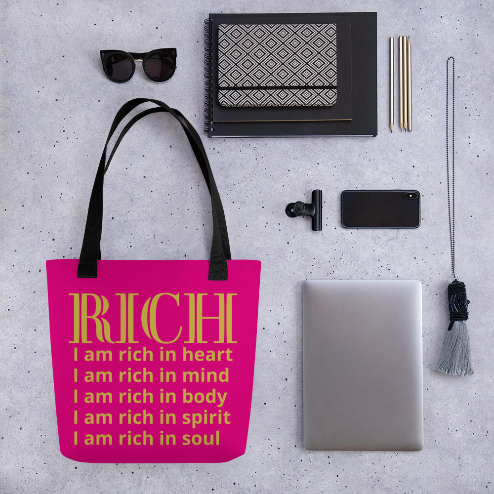 RICH BY XCLUSIF POETIX HOT PINK & GOLD Tote bag