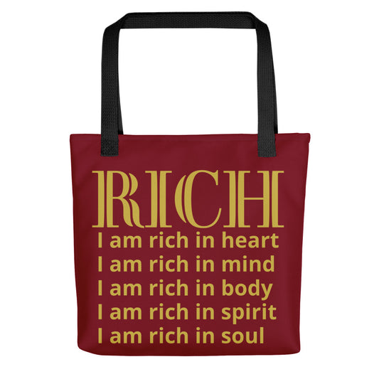 RICH BY XCLUSIF POETIX BURGUNDY & GOLD Tote bag