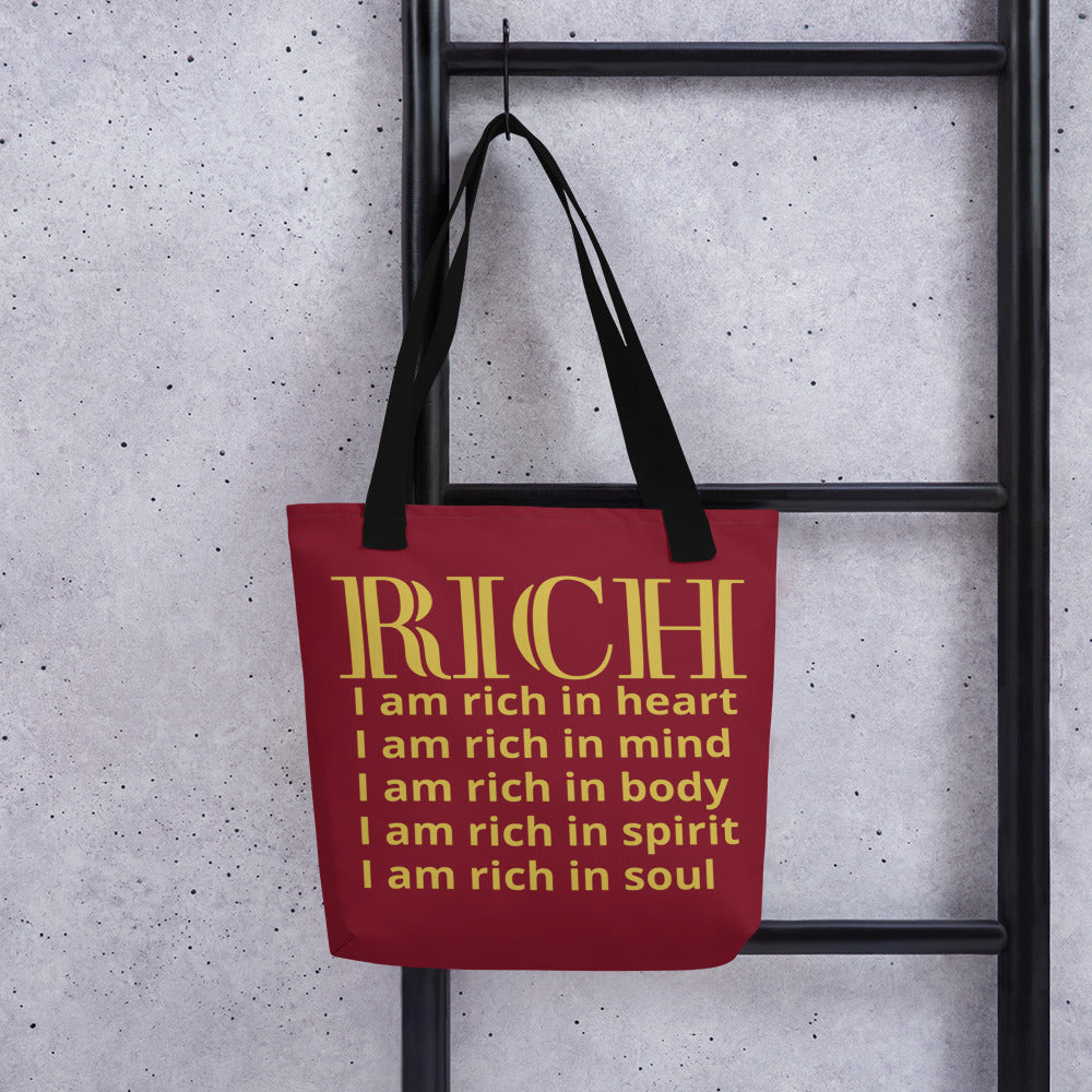 RICH BY XCLUSIF POETIX BURGUNDY & GOLD Tote bag