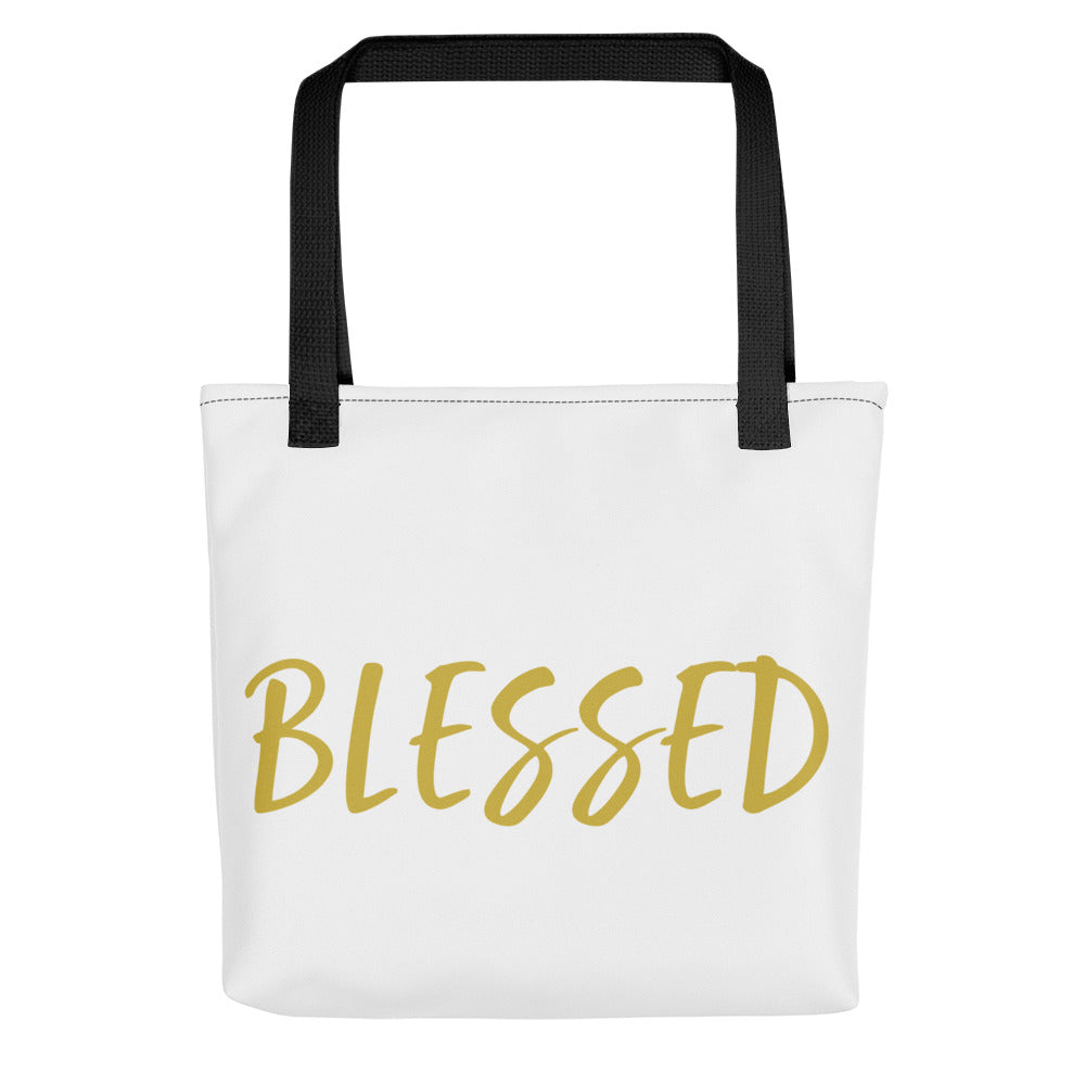 BLESSED BY XCLUSIF POETIX WHITE & GOLD Tote bag