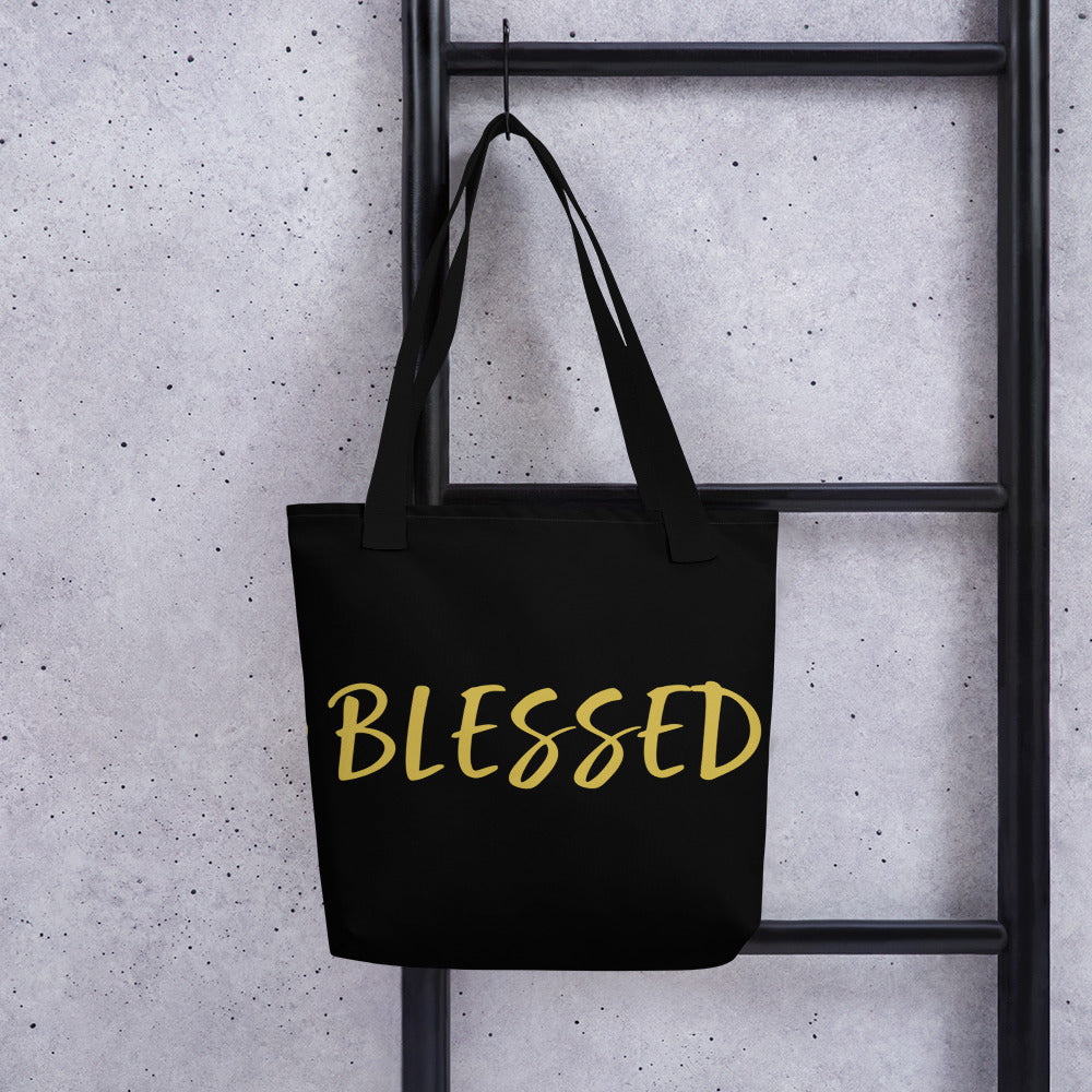 BLESSED BY XCLUSIF POETIX BLACK & GOLD Tote bag