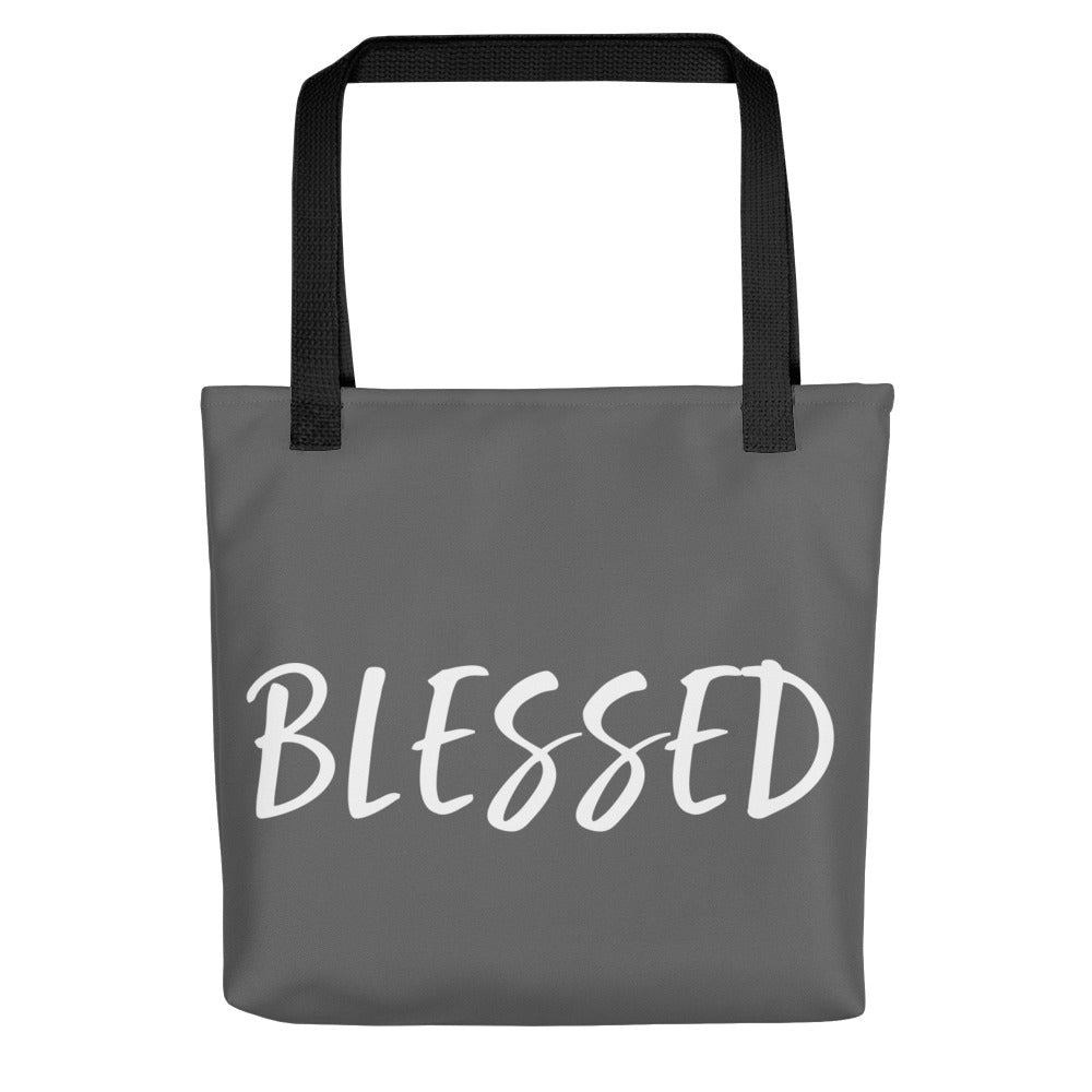 BLESSED BY XCLUSIF POETIX GREY & WHITE Tote bag