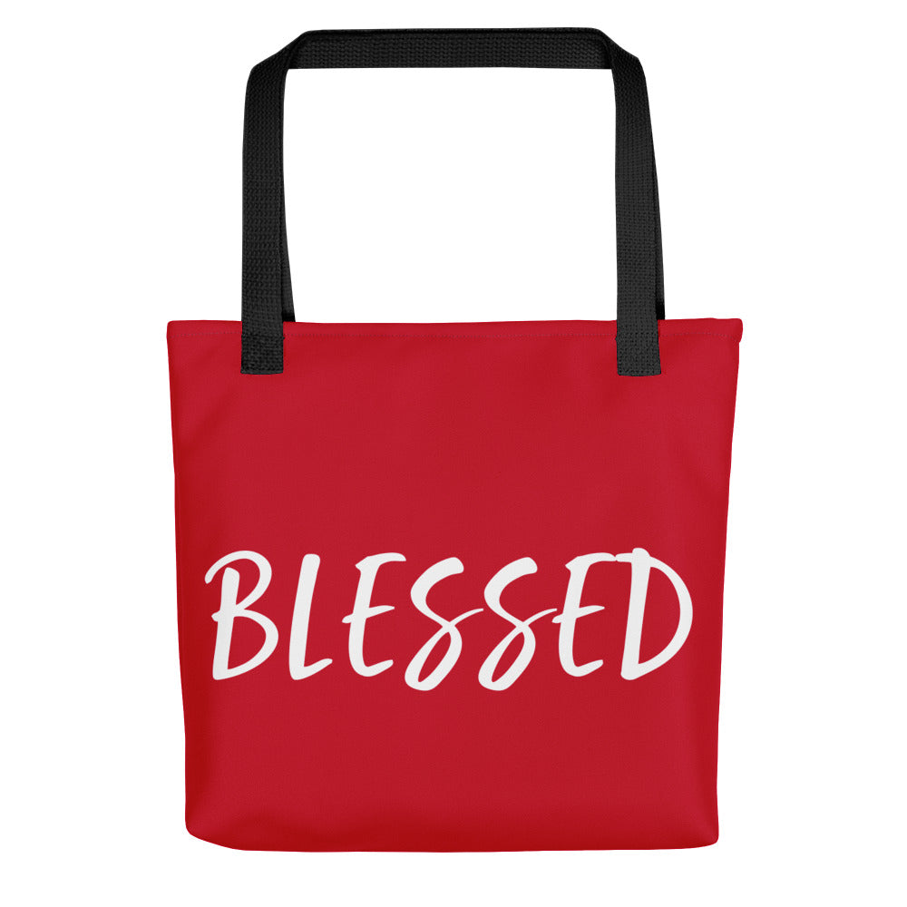 BLESSED BY XCLUSIF POETIX RED & WHITE Tote bag