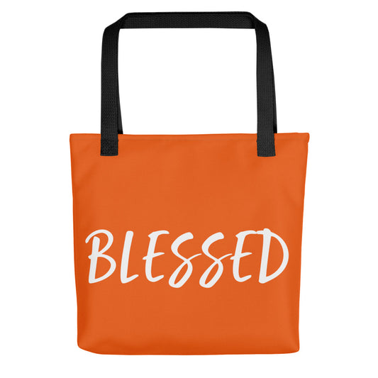 BLESSED BY XCLUSIF POETIX ORANGE & WHITE Tote bag