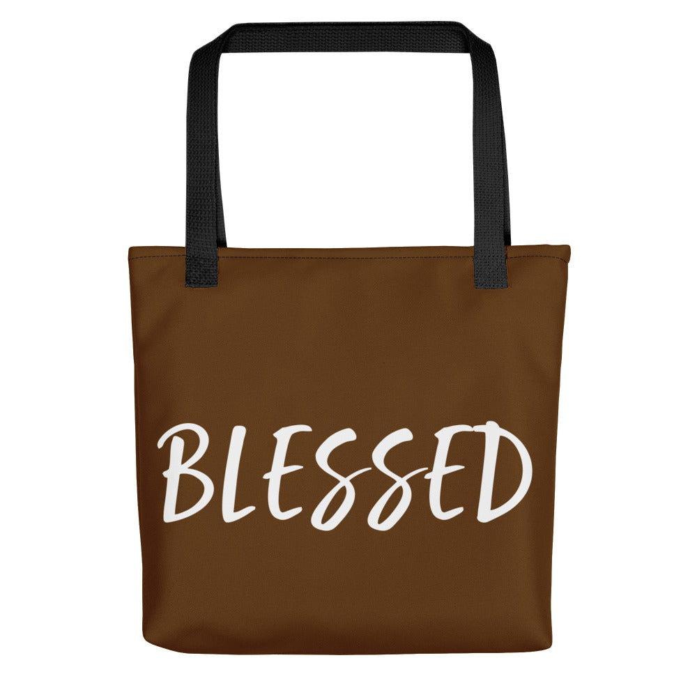 BLESSED BY XCLUSIF POETIX BROWN & WHITE Tote bag