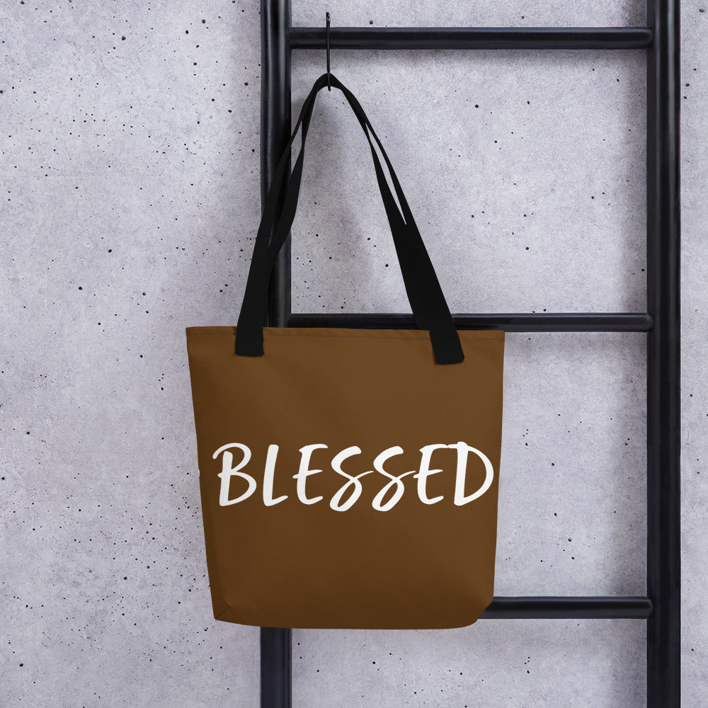 BLESSED BY XCLUSIF POETIX BROWN & WHITE Tote bag