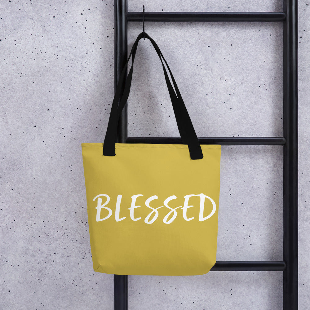 BLESSED BY XCLUSIF POETIX GOLD & WHITE Tote bag