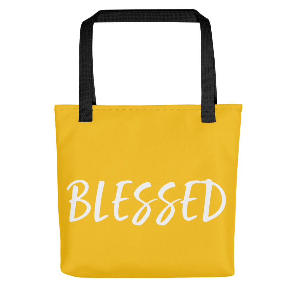 BLESSED BY XCLUSIF POETIX YELLOW & WHITE Tote bag