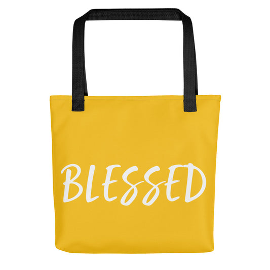 BLESSED BY XCLUSIF POETIX YELLOW & WHITE Tote bag