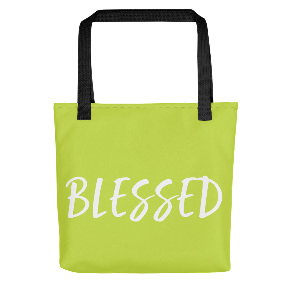 BLESSED BY XCLUSIF POETIX LIGHT GREEN & WHITE Tote bag