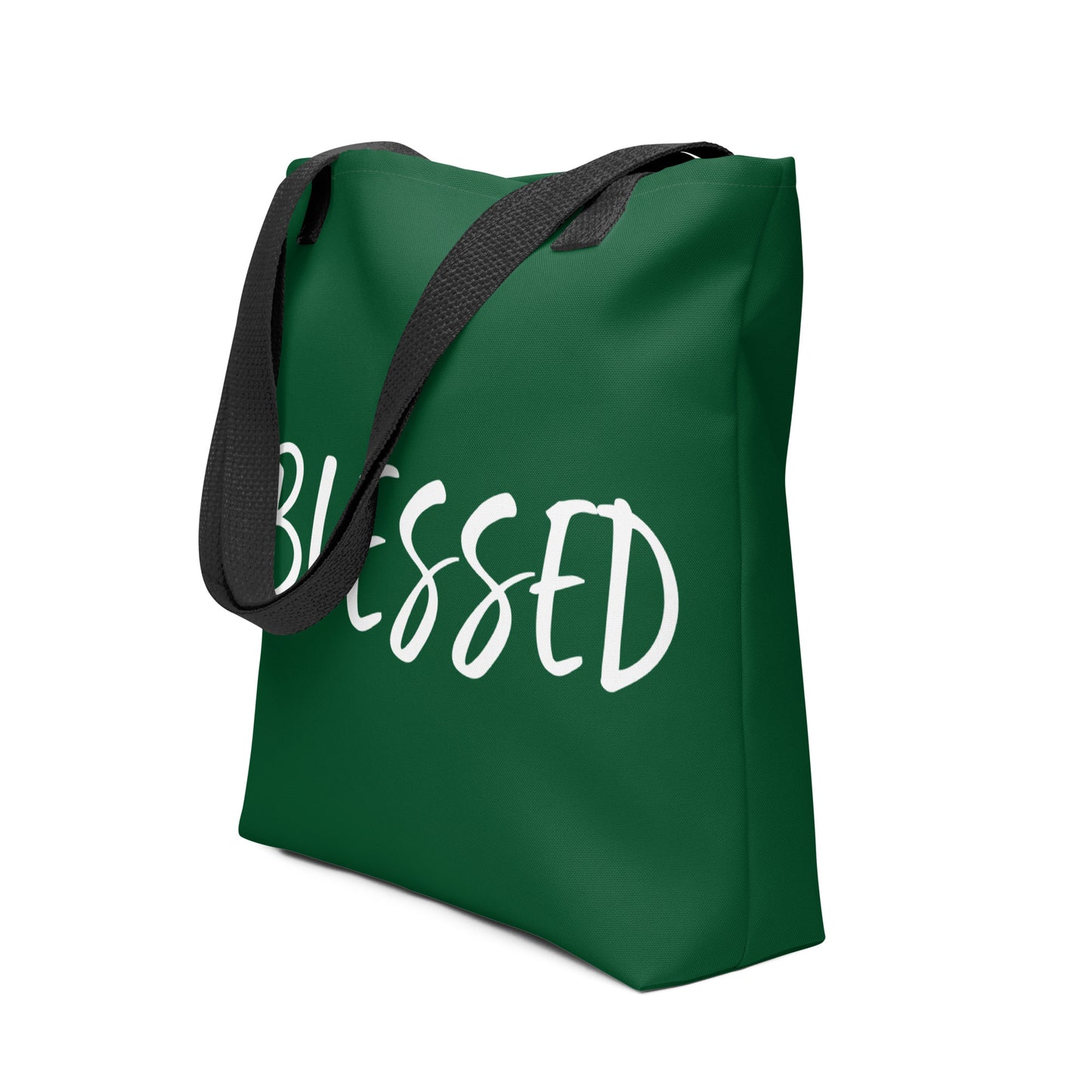 BLESSED BY XCLUSIF POETIX FOREST GREEN & WHITE Tote bag