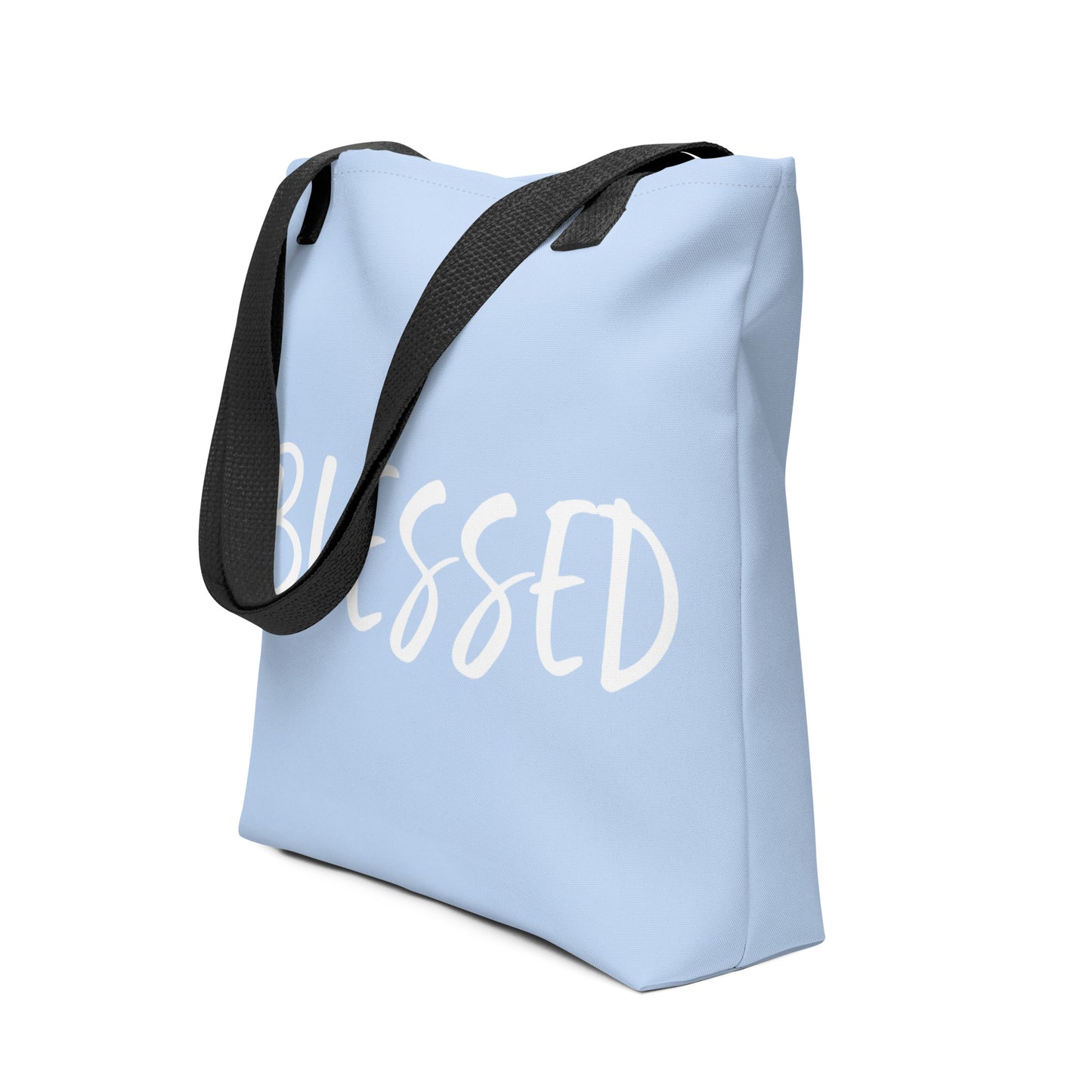 BLESSED BY XCLUSIF POETIX LIGHT BLUE & WHITE Tote bag