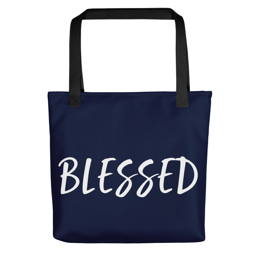 BLESSED BY XCLUSIF POETIX NAVY & WHITE Tote bag