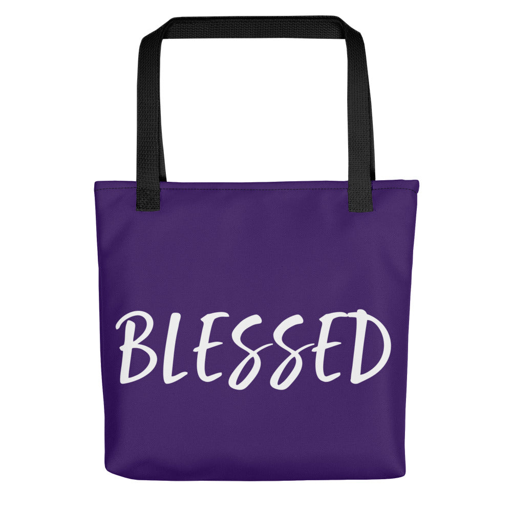 BLESSED BY XCLUSIF POETIX PURPLE & WHITE Tote bag