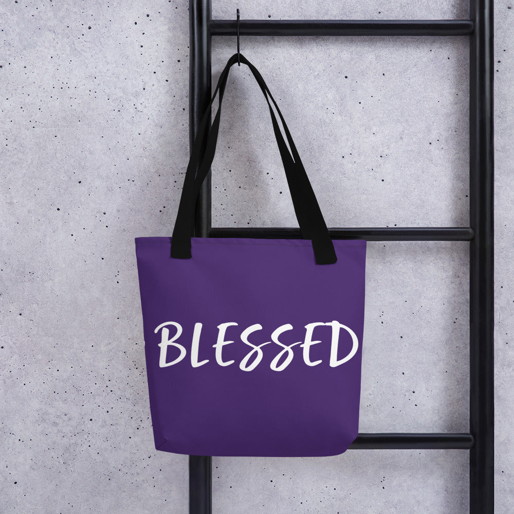 BLESSED BY XCLUSIF POETIX PURPLE & WHITE Tote bag