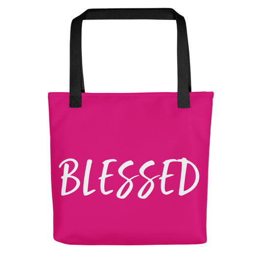 BLESSED BY XCLUSIF POETIX HOT PINK & WHITE Tote bag