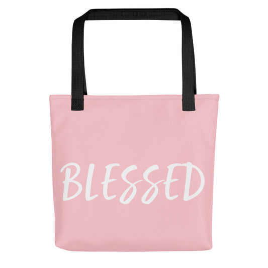 BLESSED BY XCLUSIF POETIX PINK & WHITE Tote bag