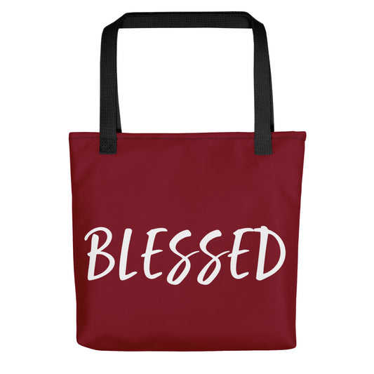 BLESSED BY XCLUSIF POETIX BURGUNDY & WHITE Tote bag