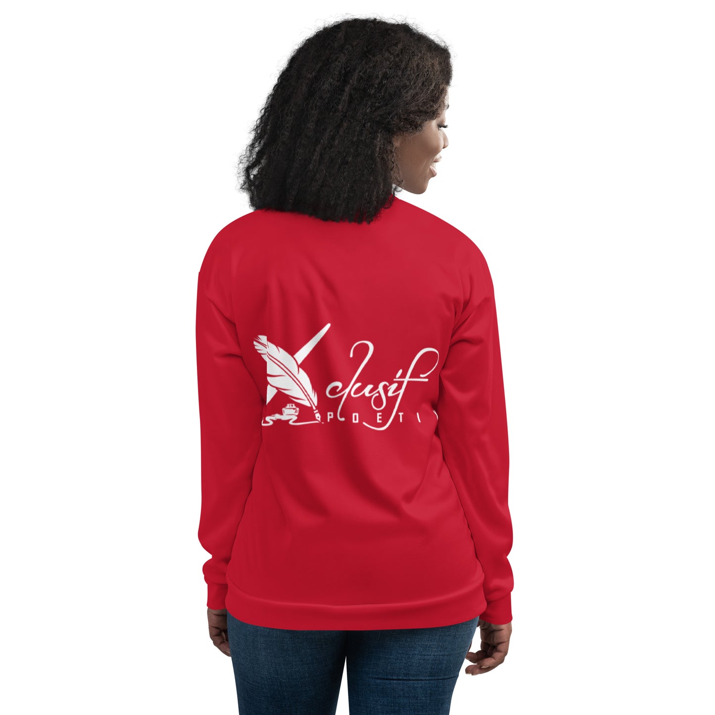 XCLUSIF POETIX RED & WHITE LOGO Unisex Bomber Jacket