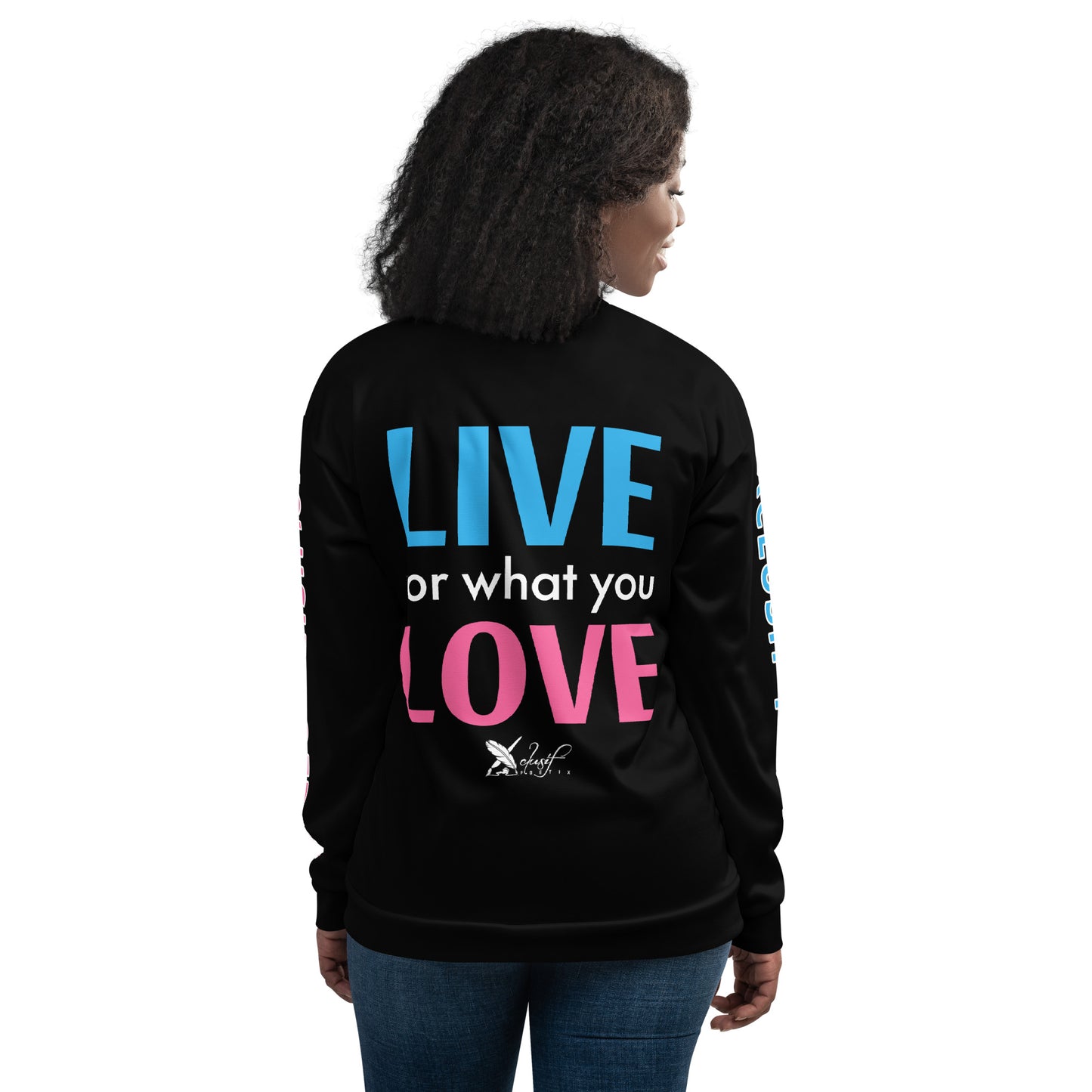 "LIVE FOR WHAT YOU LOVE" BY XCLUSIF POETIX Unisex Bomber Jacket