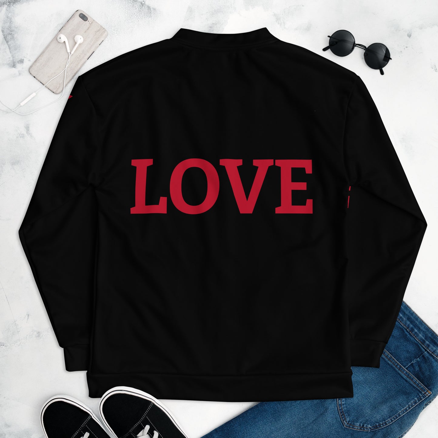 LOVE BY XCLUSIF POETIX BLACK & RED Unisex Bomber Jacket