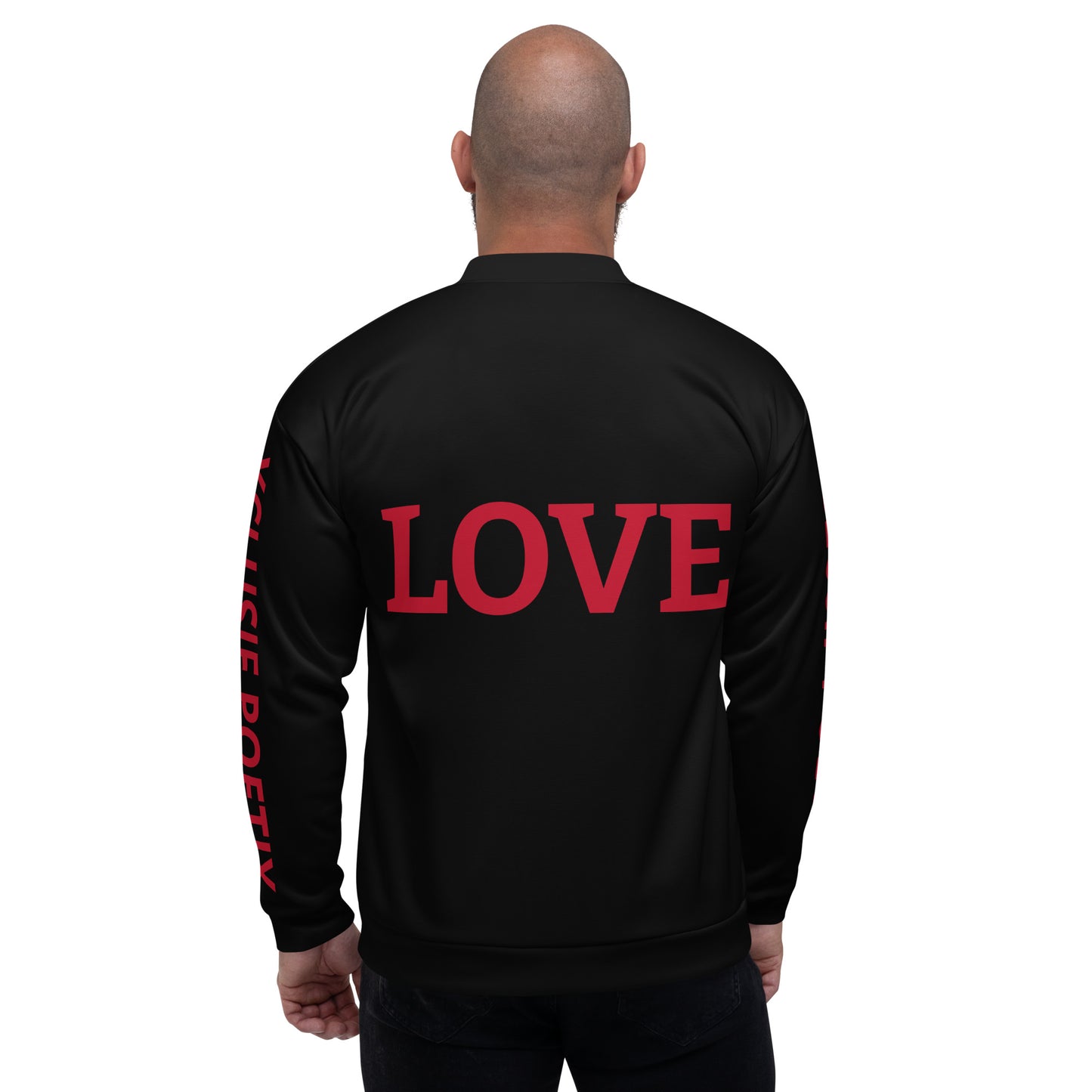 LOVE BY XCLUSIF POETIX BLACK & RED Unisex Bomber Jacket