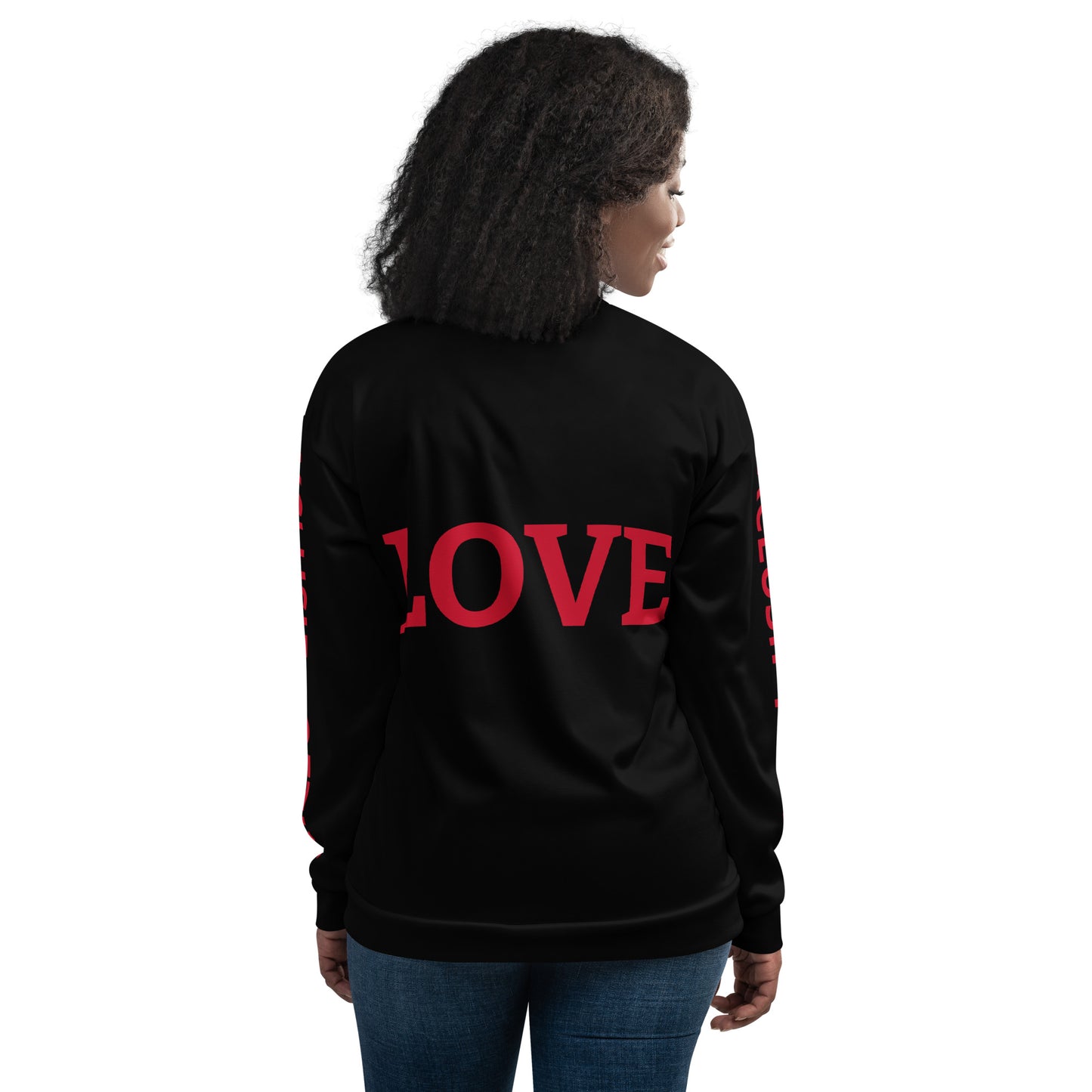 LOVE BY XCLUSIF POETIX BLACK & RED Unisex Bomber Jacket