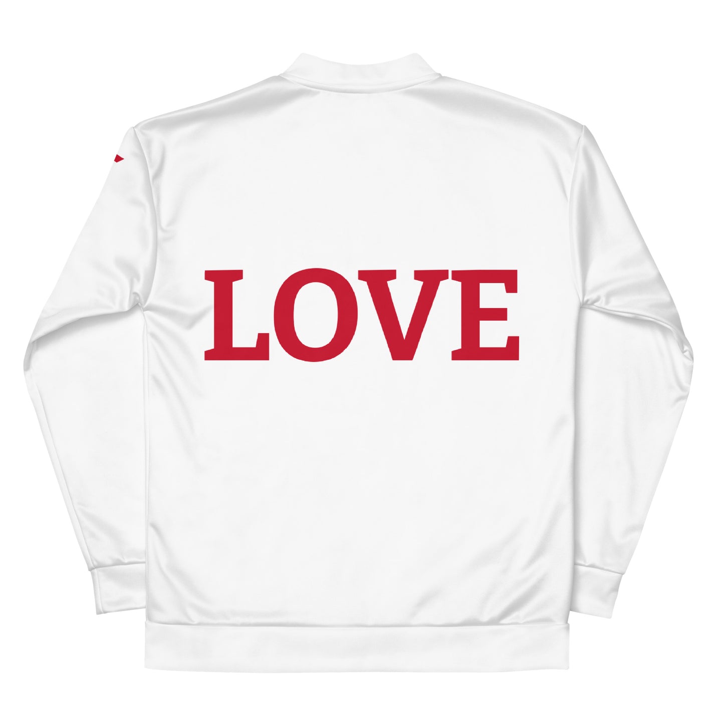 LOVE BY XCLUSIF POETIX WHITE & RED Unisex Bomber Jacket