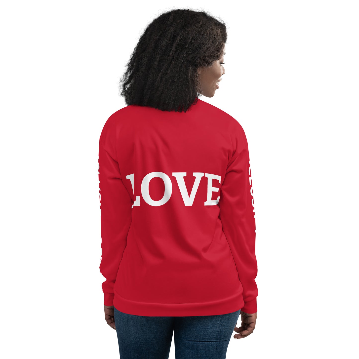 LOVE BY XCLUSIF POETIX RED & WHITE Unisex Bomber Jacket